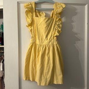 Bella Bliss beautiful corduroy light yellow pinafore with ruffle details size 8